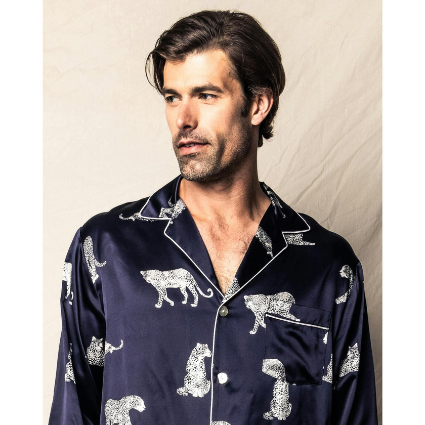 Men's Silk Pajama Set in Panthère de Nuit