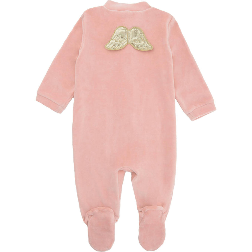 Velour Angel Wing™ Sleepsuit - Gold & Cream