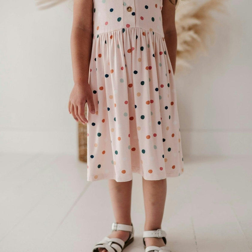 Henley Tank Dress Summer Polka Dots