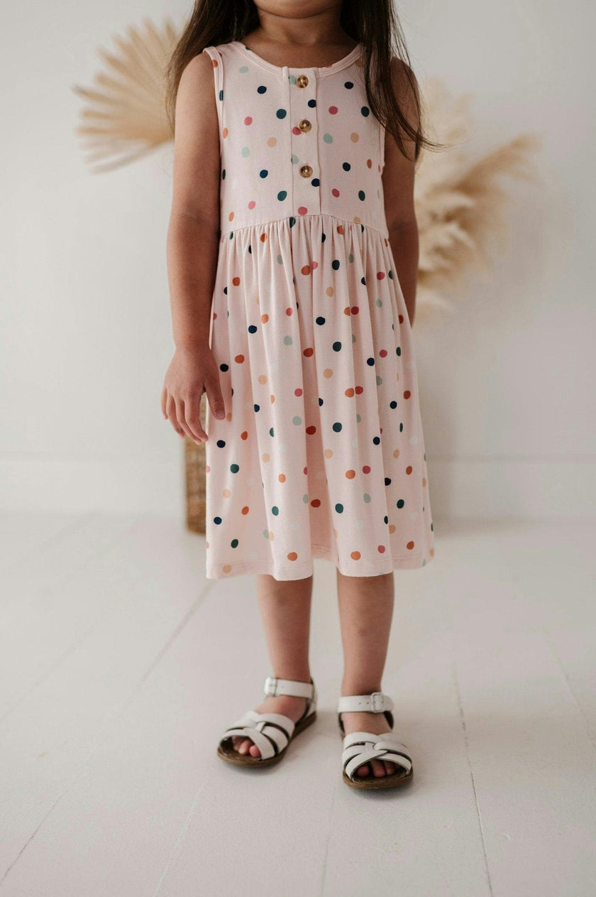 Henley Tank Dress Summer Polka Dots