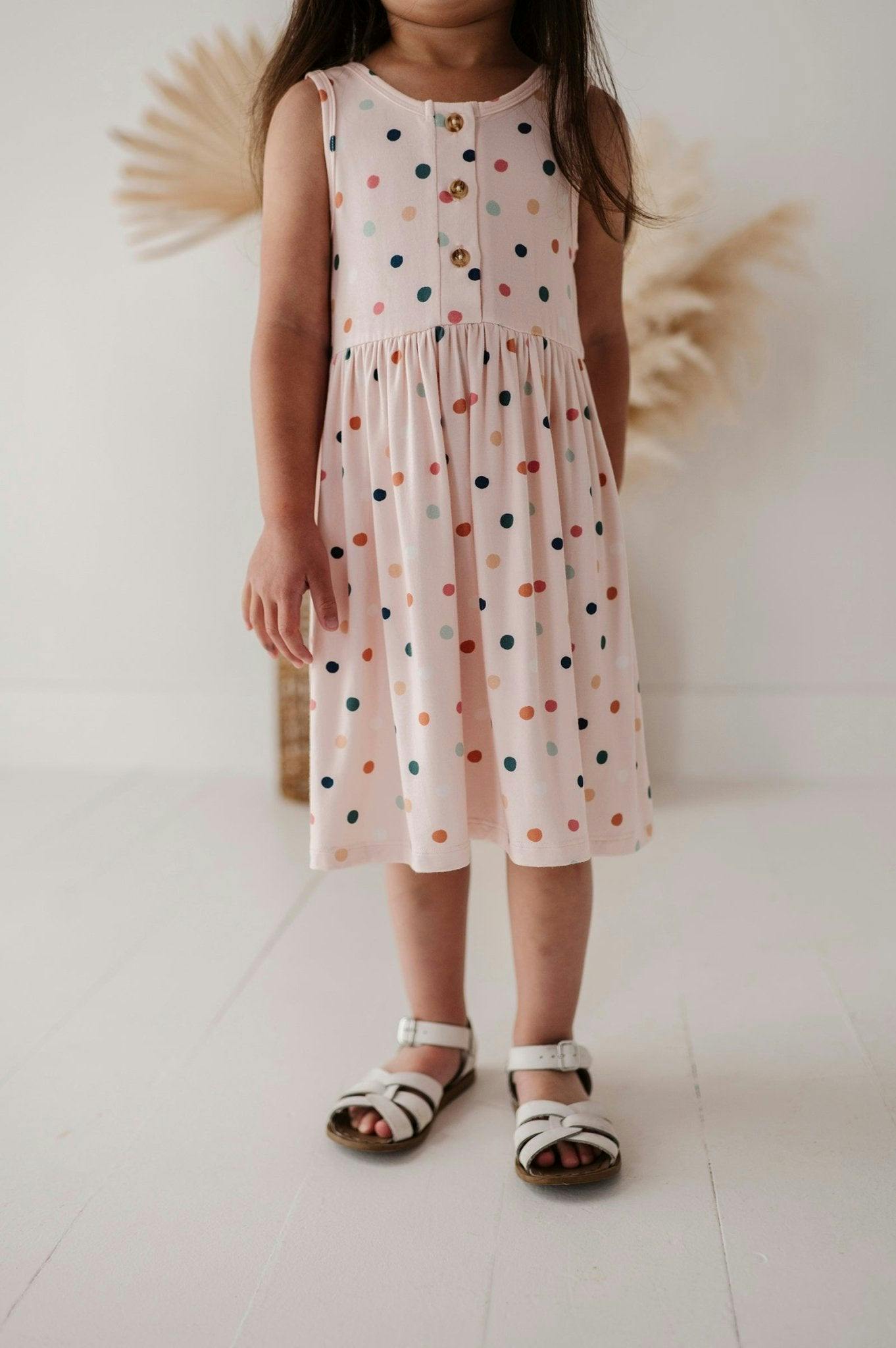 Henley Tank Dress Summer Polka Dots