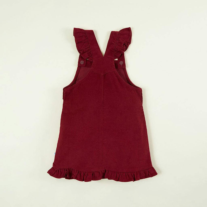 Burgundy Cotton Corduroy Overall Dress
