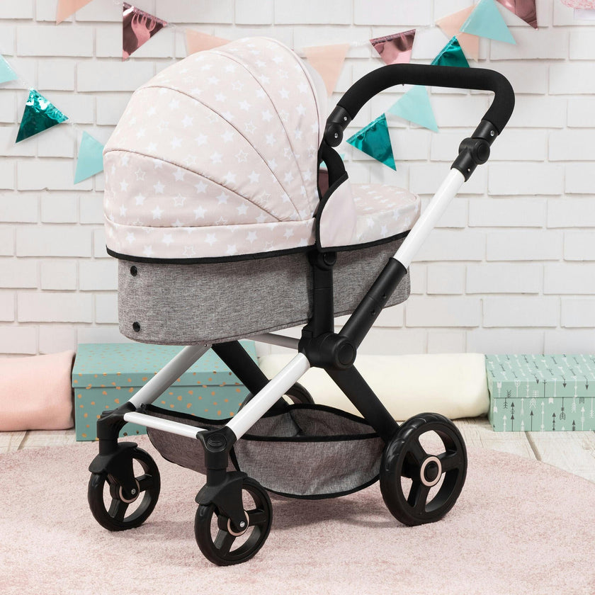Bayer Design Dolls: Pram Xeo - Gray & White Stars
