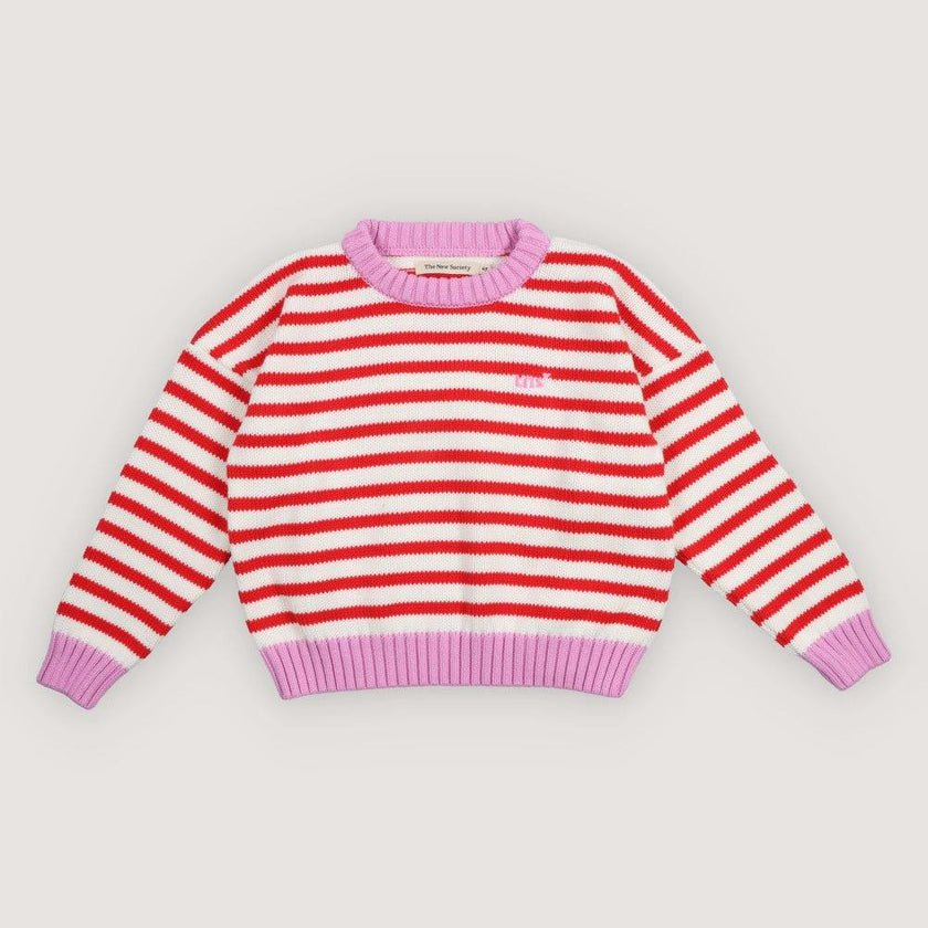 Marigold Jumper Tulip Red & Pink Lavander Stripes