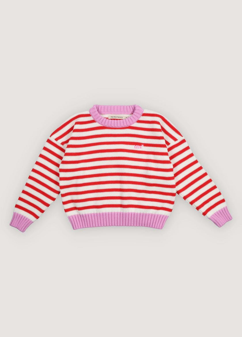 Marigold Jumper Tulip Red & Pink Lavander Stripes