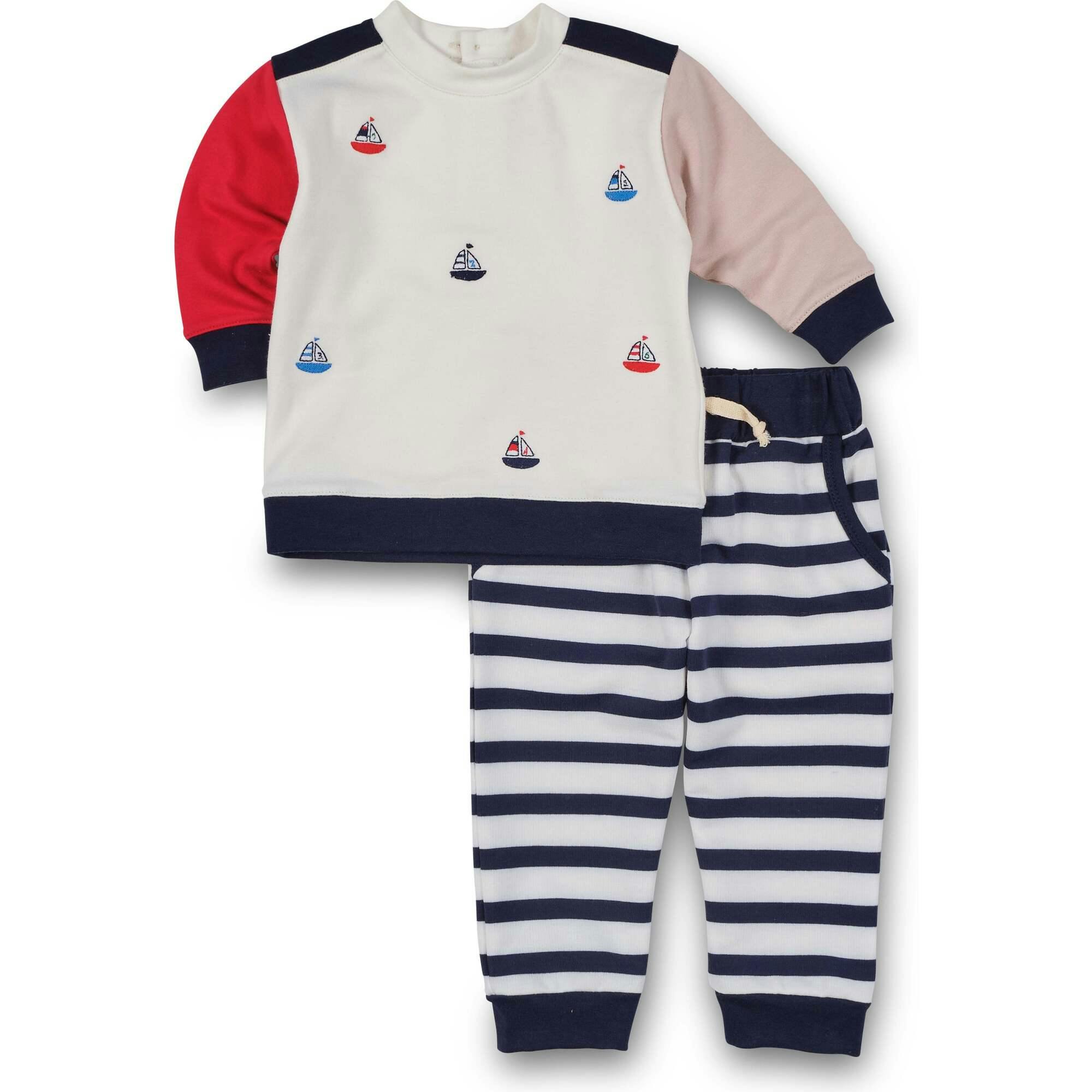 French Terry Knit Set With Saliboats