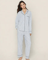 Women's Pima Pajama Set in Navy French Ticking