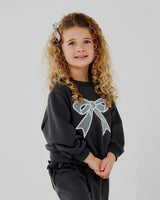 Lace Bow Sweatshirt Set