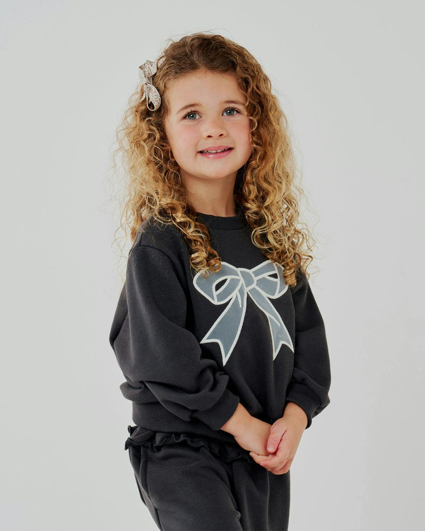 Lace Bow Sweatshirt Set
