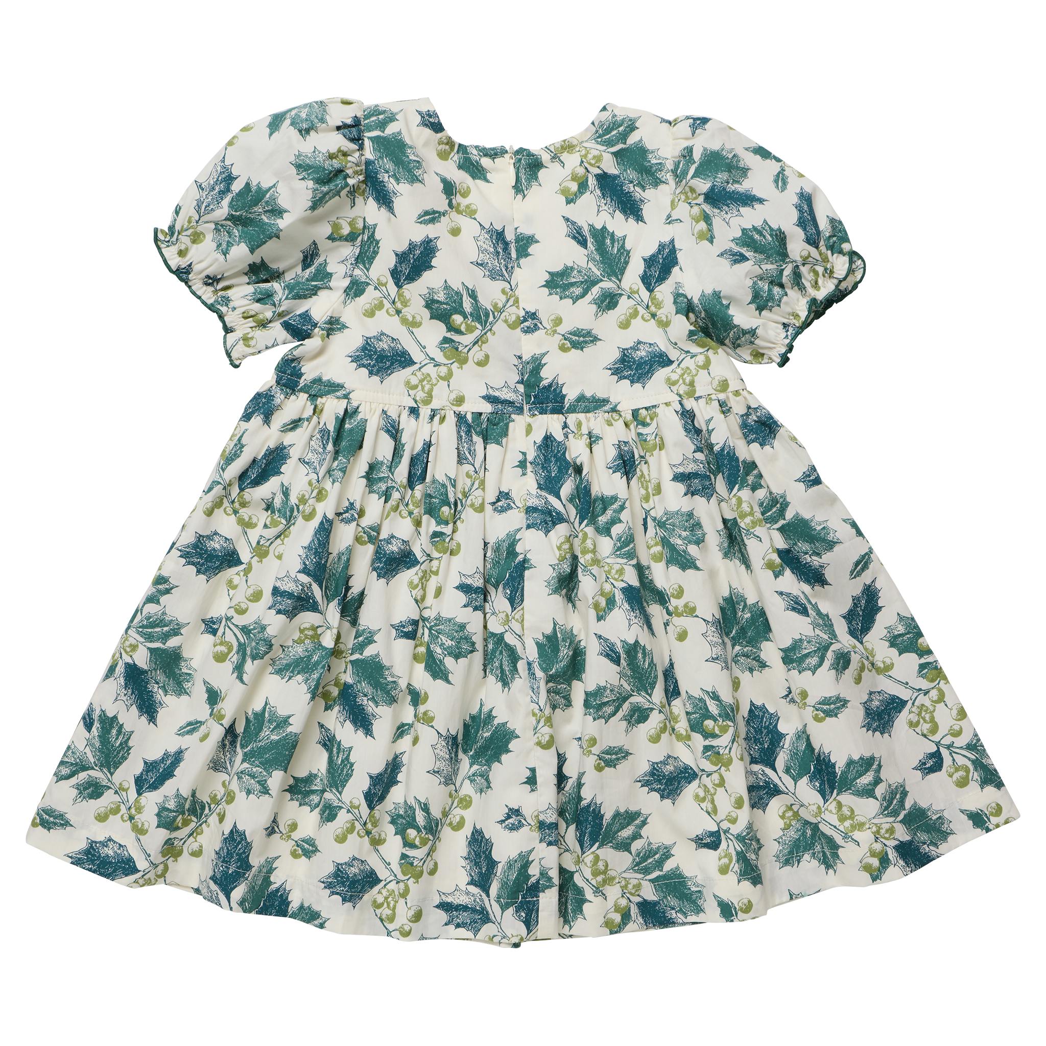 Girls Hermione Dress - Green Holly