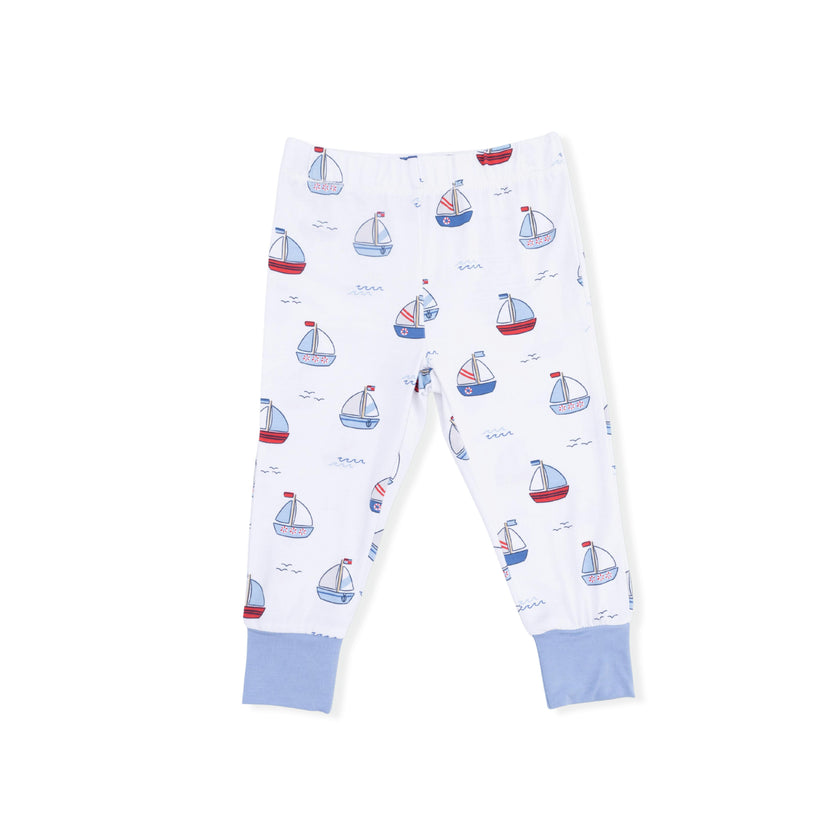 Bubbly Sailboats Blue - Short Sleeve Loungewear Set