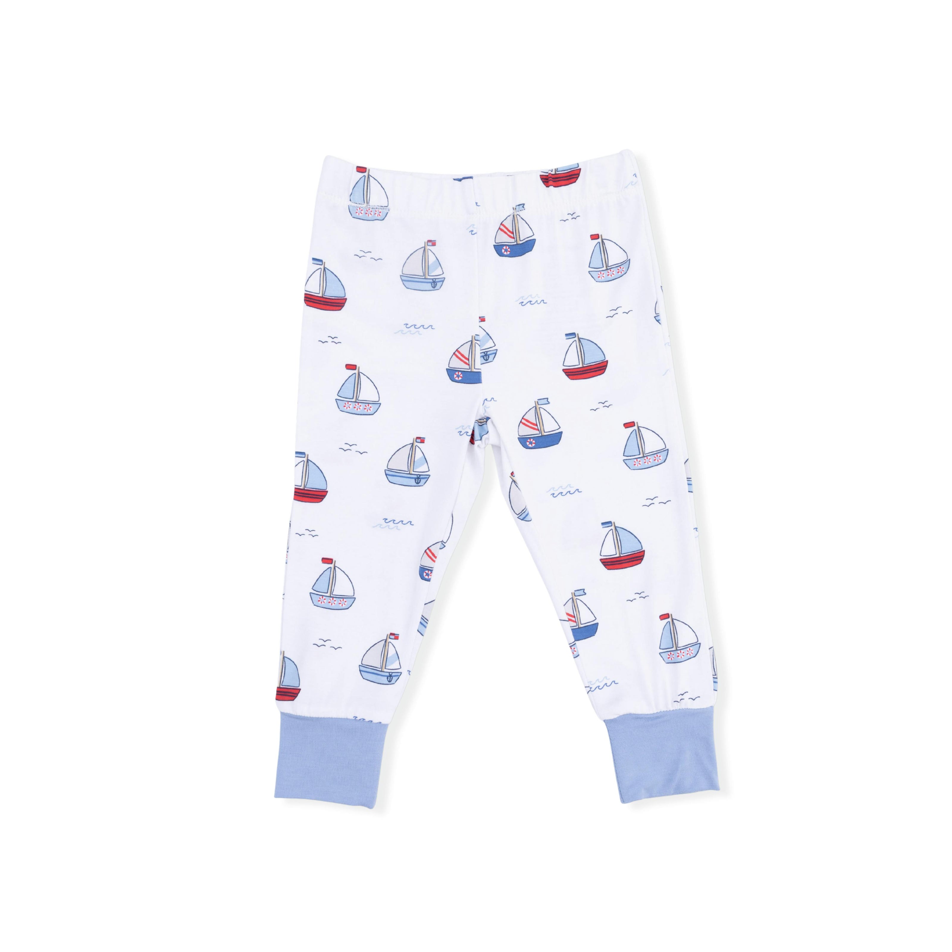 Bubbly Sailboats Blue - Short Sleeve Loungewear Set