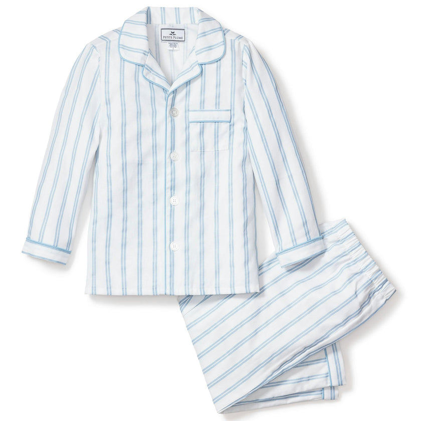 Kid's Twill Pajama Set in Periwinkle Stripe