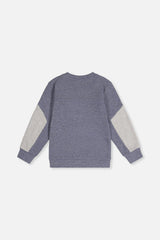 Colorblock Brushed Jersey Top with Chest Pocket Blue-Grey