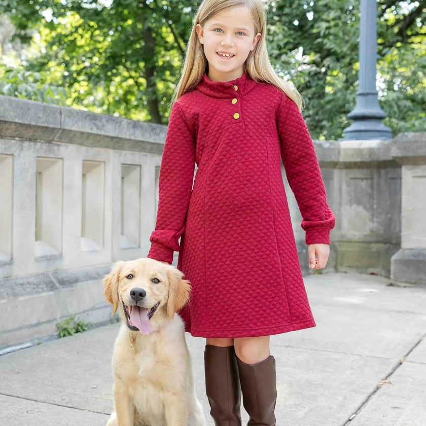 Quilted Knit Dress With Buttons