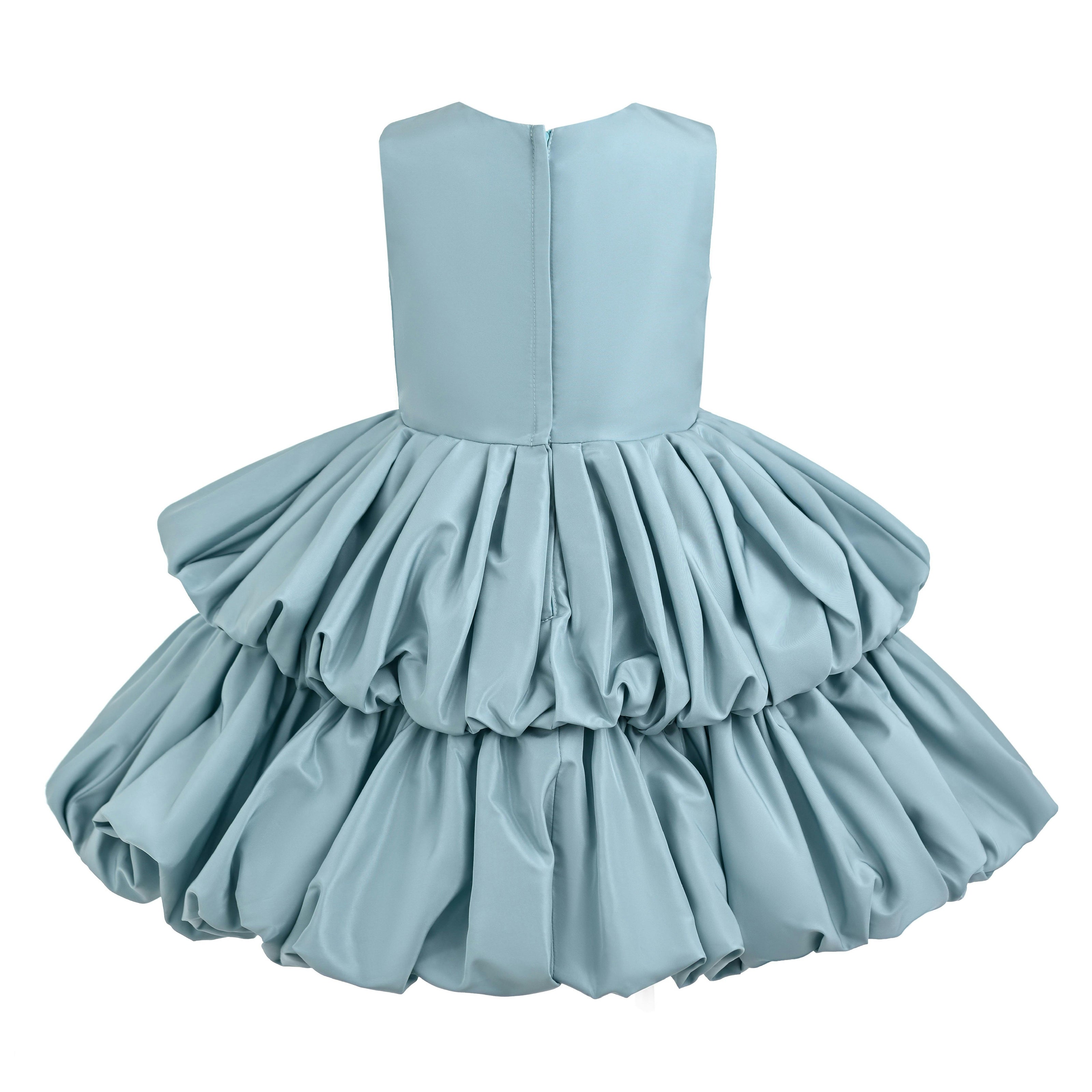 Blue Marina Satin Tiered Dress