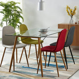 Minimalista Fabric Dining Chair with Wood Grain Metal Legs