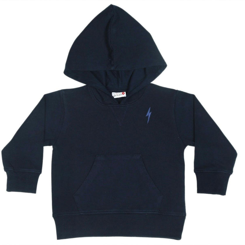 Kids Pullover Hoodie - Navy Bolt