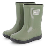 Kids Green Rain Boots with Applique