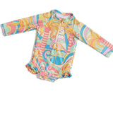 The Paradiso - Girls Rash Guard One Piece with Ruffle UPF 50+