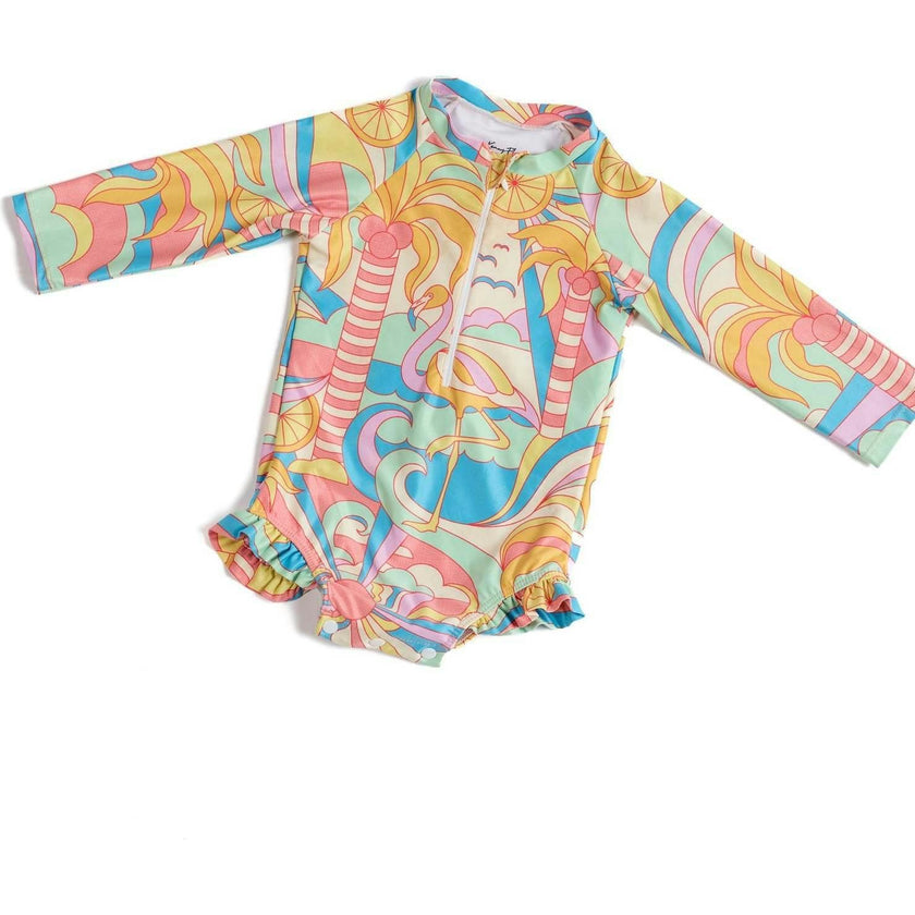 The Paradiso - Girls Rash Guard One Piece with Ruffle UPF 50+
