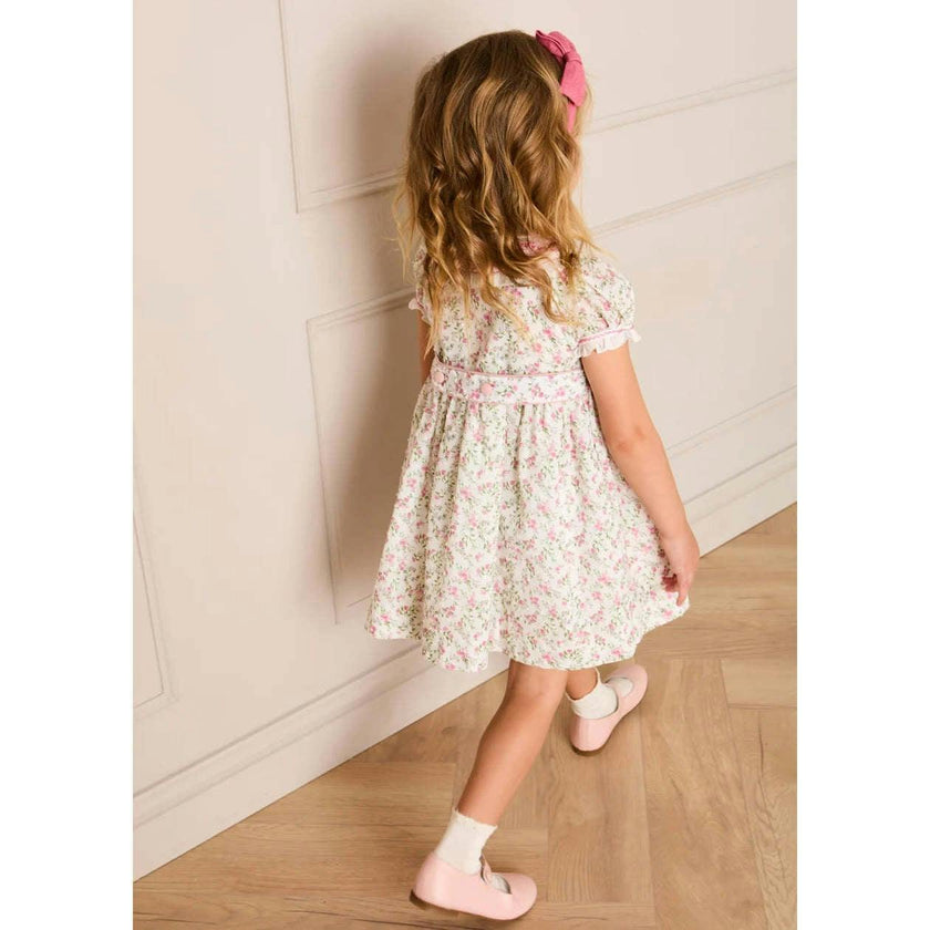 Alice Floral Double Breasted Hand Smocked Dress in Pink (12mths- 10yrs)