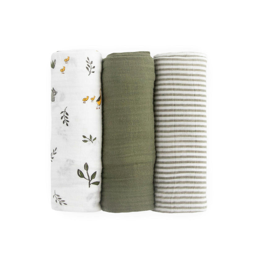 Cotton Muslin Swaddle Blanket 3 Pack - Forest Friends 2