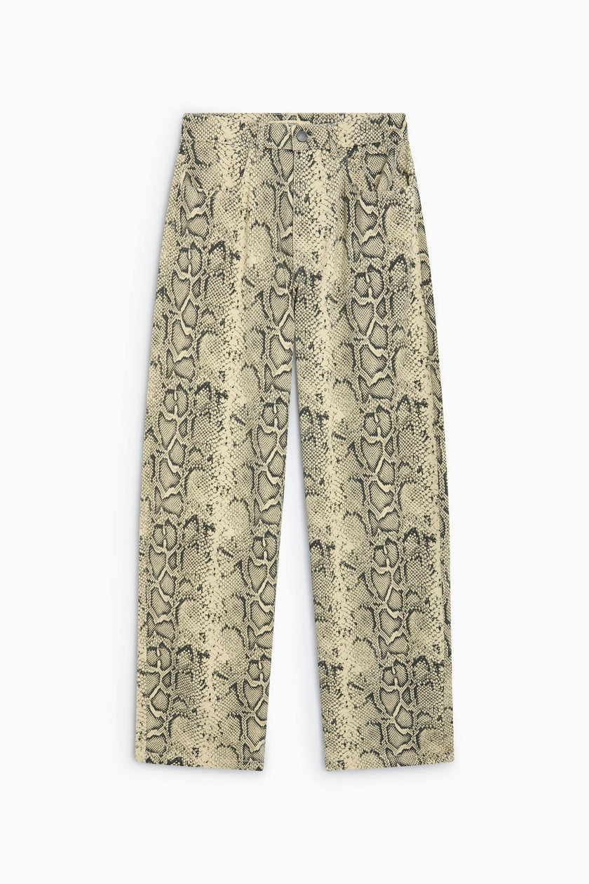 TNS Denim Woman Barrel Trouser Snake Print