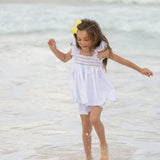 The Harper Set in Classic White with Rainbow Smocking