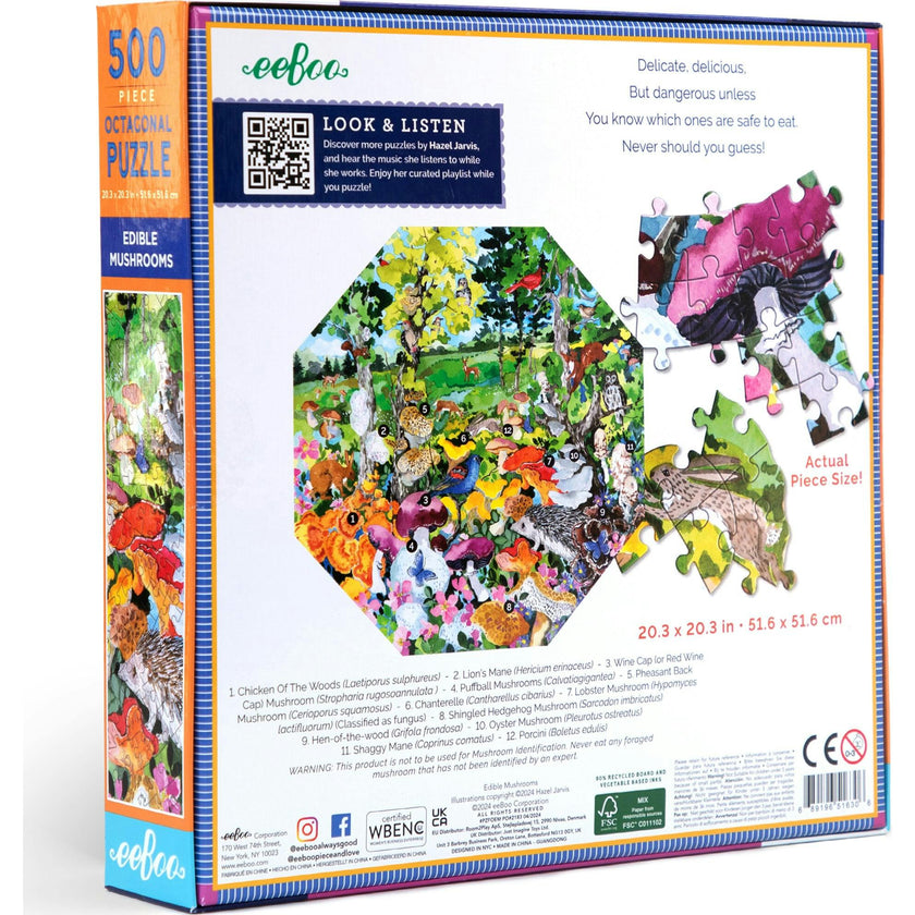 Piece&Love: Edible Mushrooms - 500 pc Octagonal Puzzle