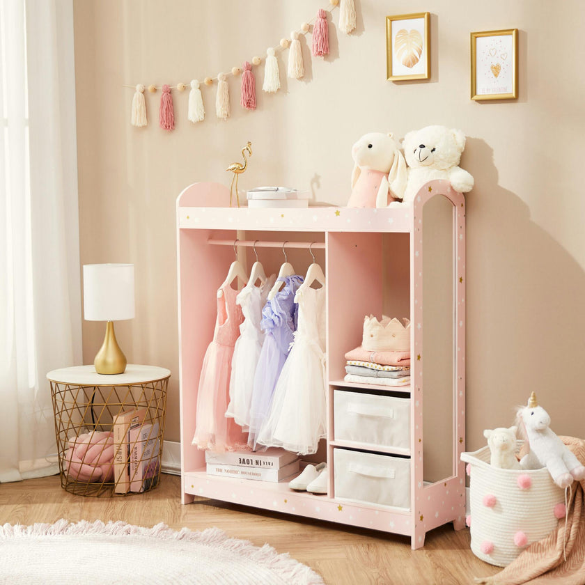 Fantasy Fields by Teamson Kids - Fashion Twinkle Star Prints Jasmine Toy Dress Up Unit Kids Furniture - Pink