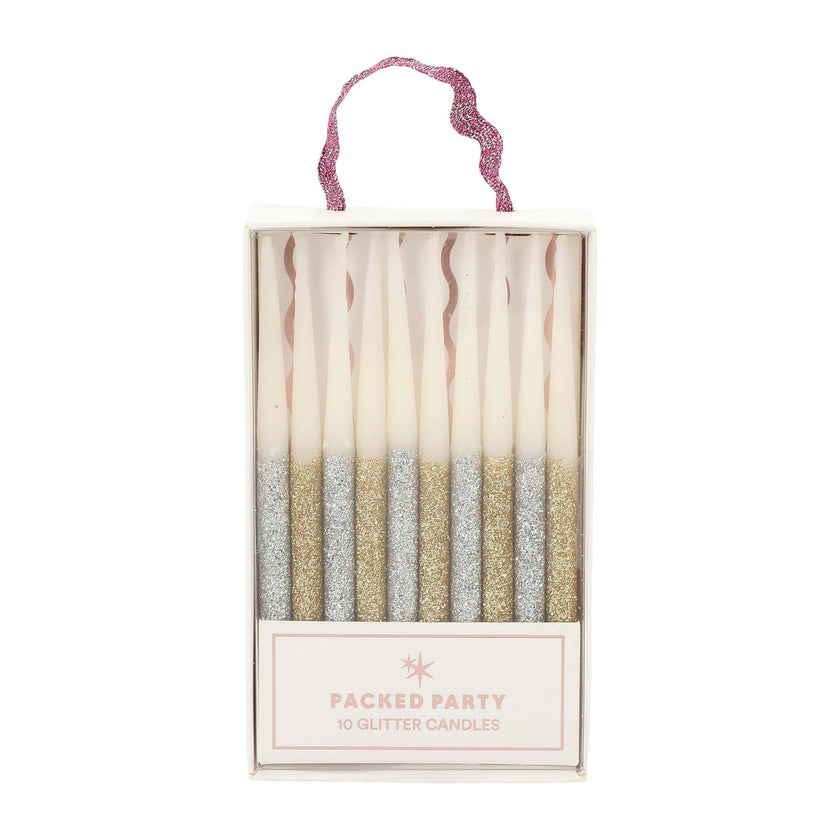 Metallic Glitter Birthday Candles (set of 10)