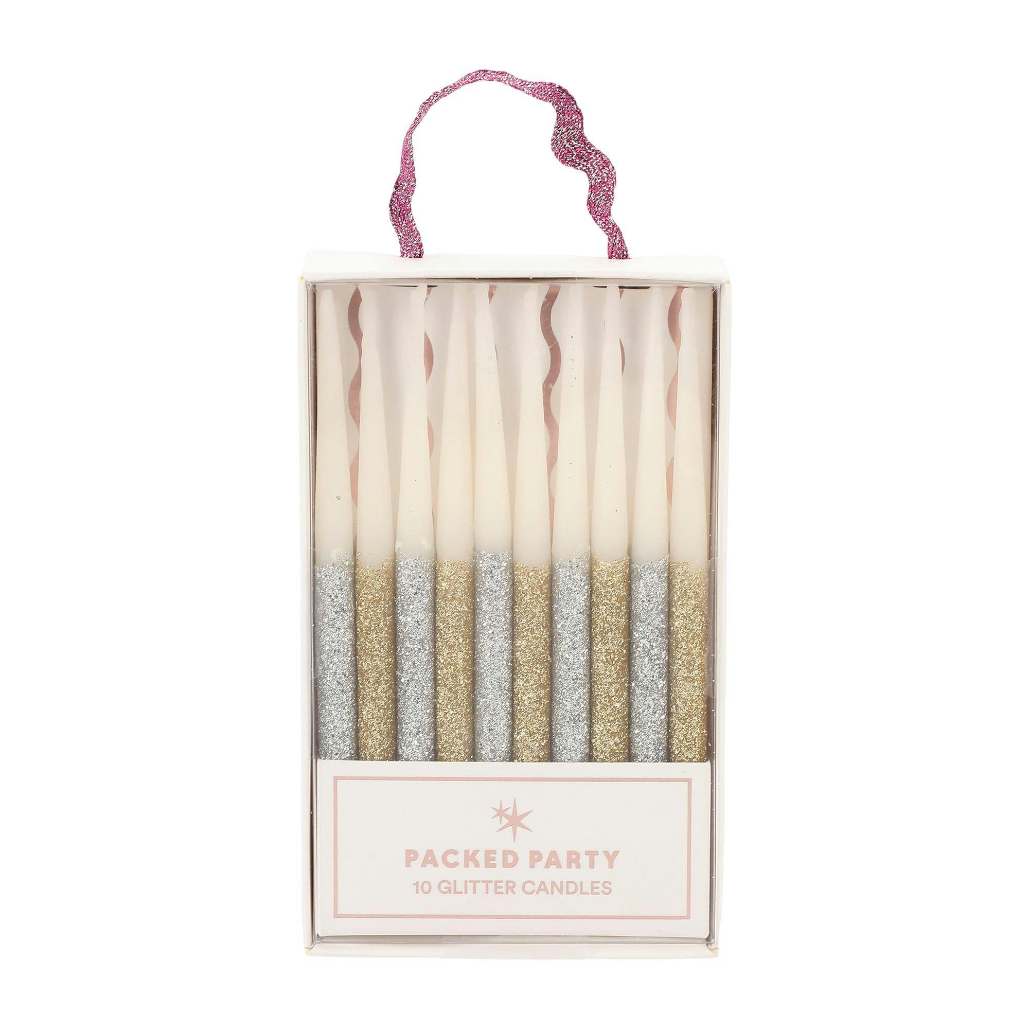 Metallic Glitter Birthday Candles (set of 10)