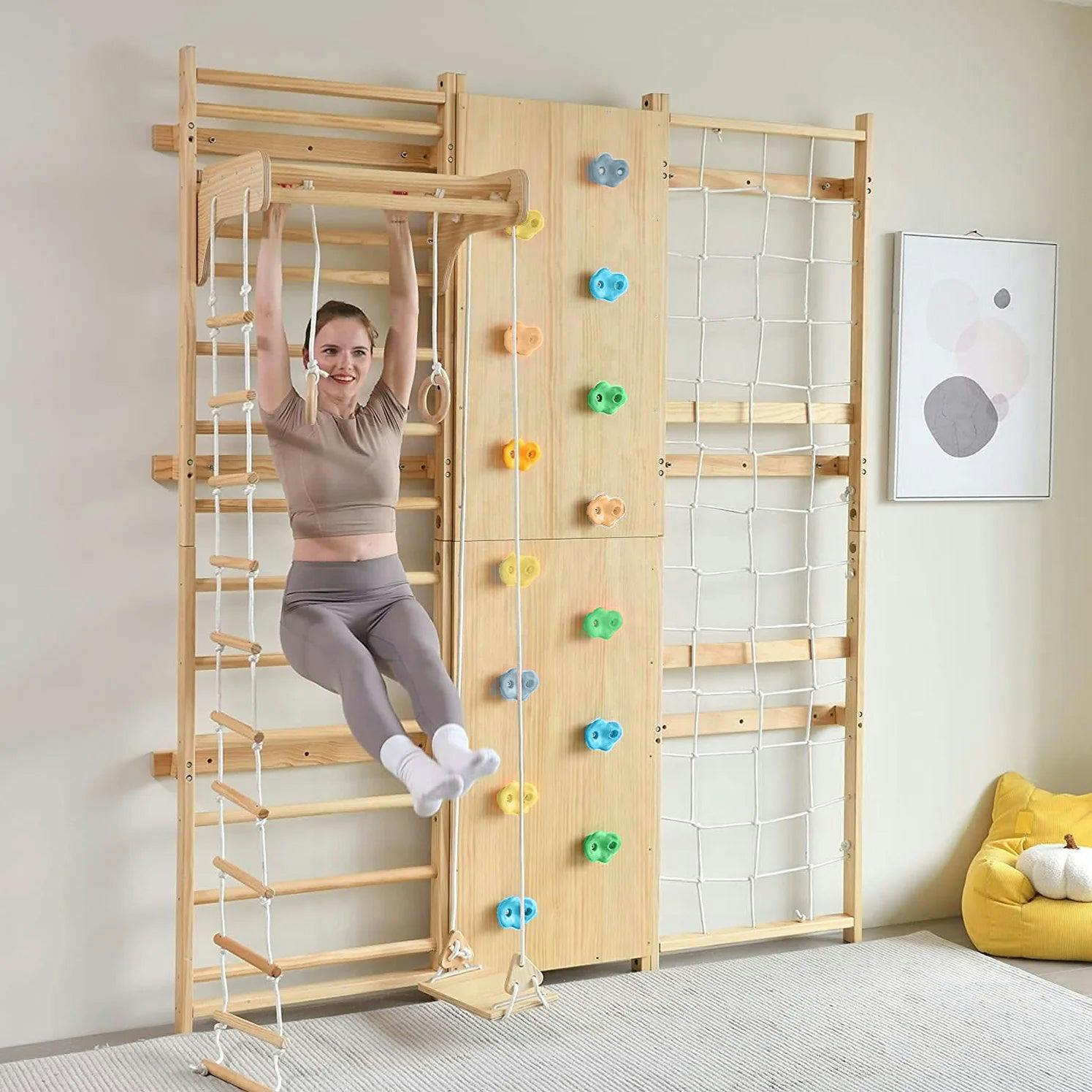 Walnut | Swedish Ladder Jungle Gym - Wall Mounted
