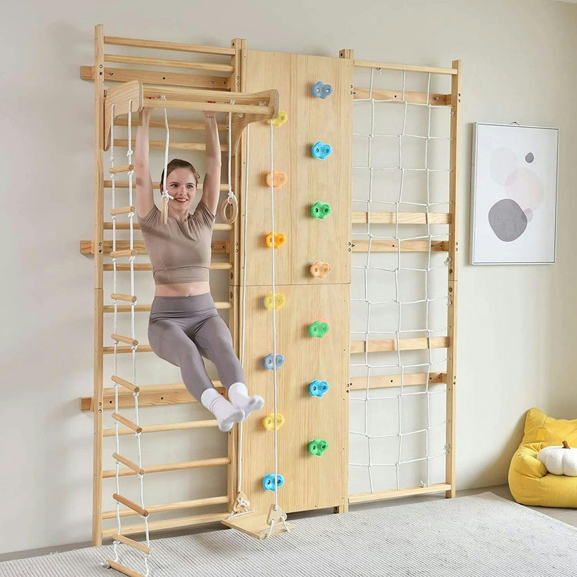 Walnut | Swedish Ladder Jungle Gym - Wall Mounted