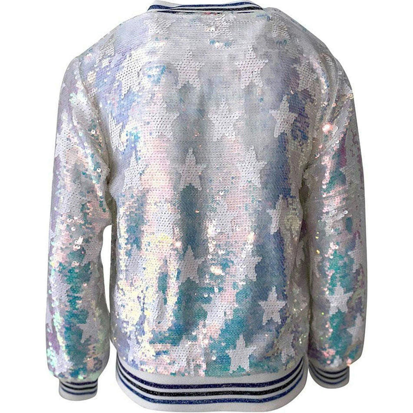 Iridescent Star Sequin Bomber