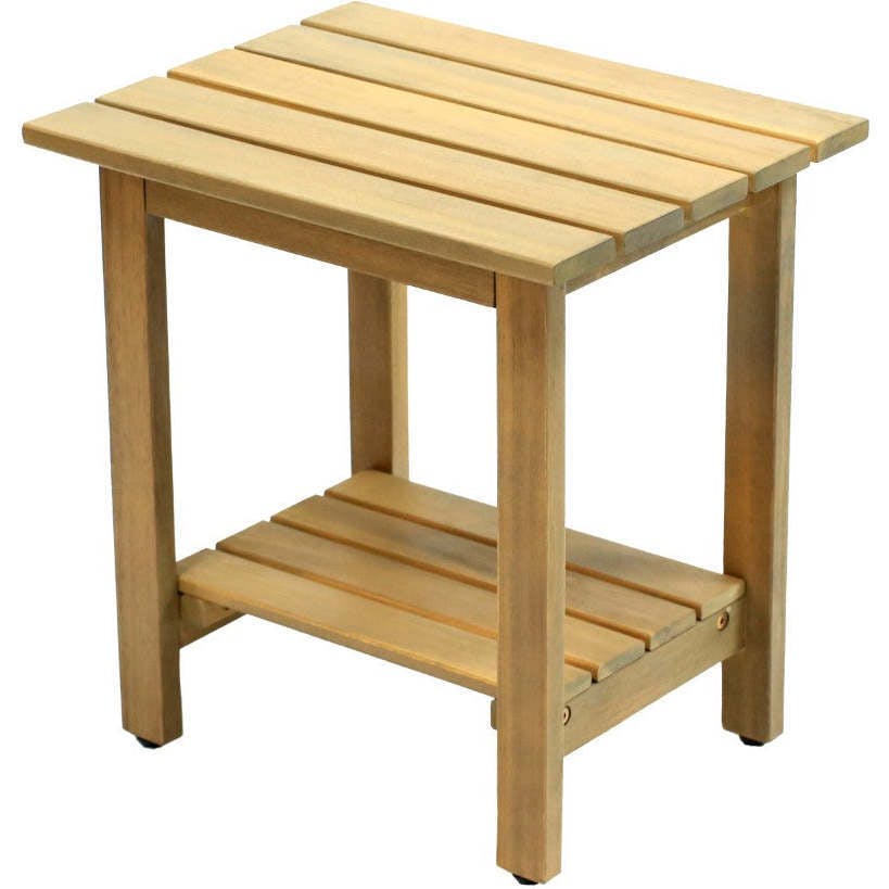 Kellie 16.1" Cottage Classic Slatted Solid Acacia Wood Indoor/Outdoor Shower Bench with Shelf