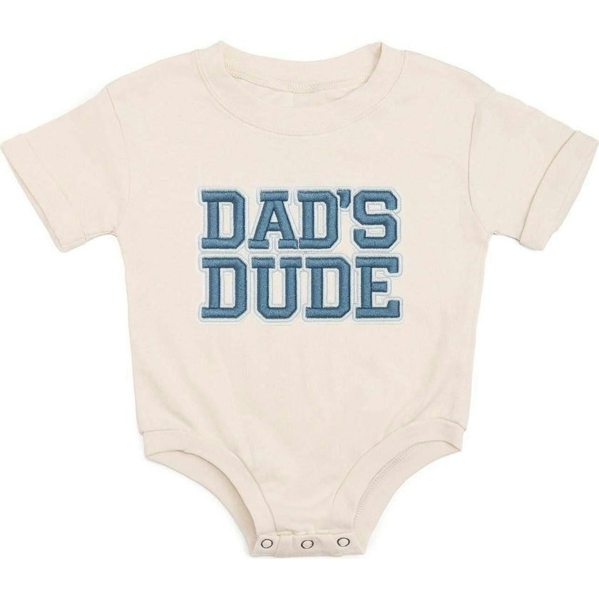 Dad's Dude Patch Short Sleeve Romper - Natural