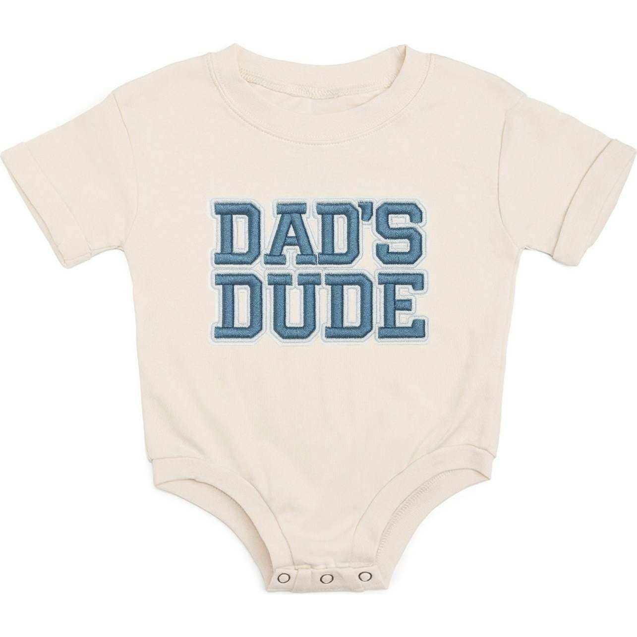 Dad's Dude Patch Short Sleeve Romper - Natural