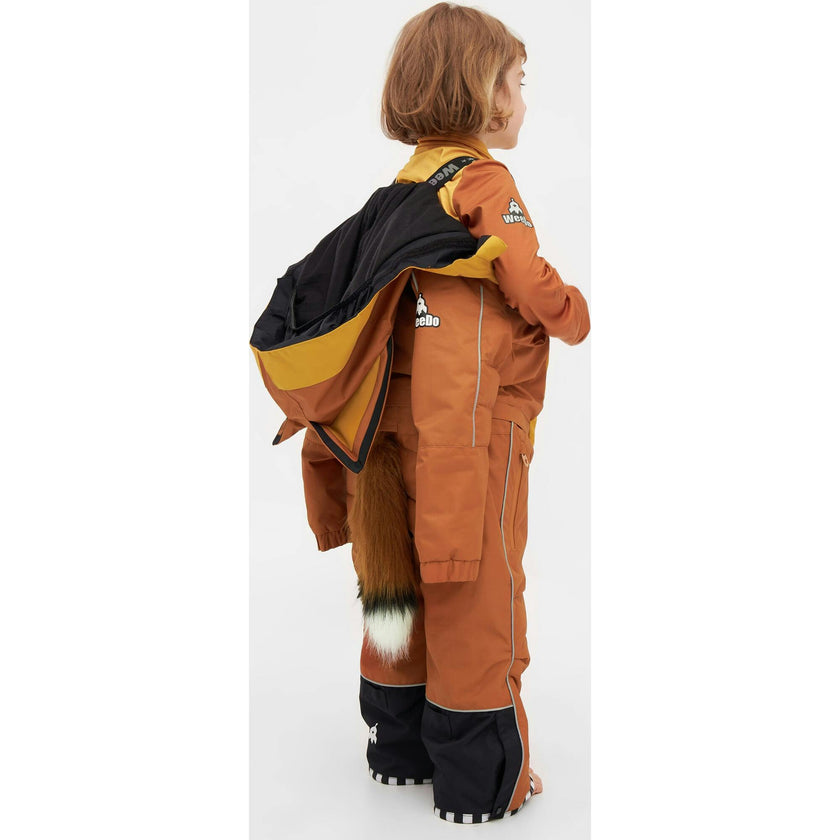 Foxdo Adjustable Hood Waterproof Zipper Snowsuit, Brown