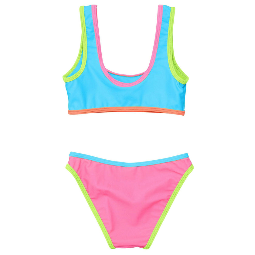 UPF50+ Contrast Piped Sleeveless Crop Bikini