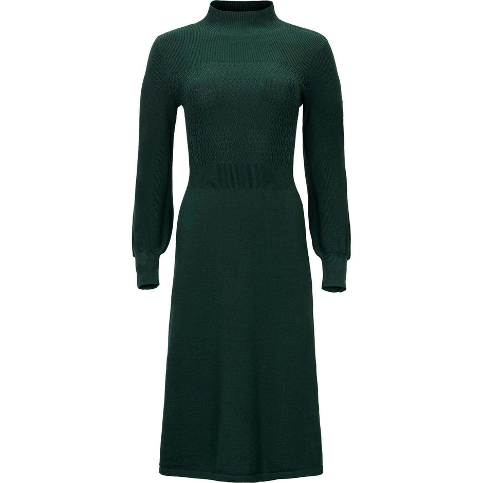 Organic Mock Neck Bodice Stitch Sweater Dress, Green