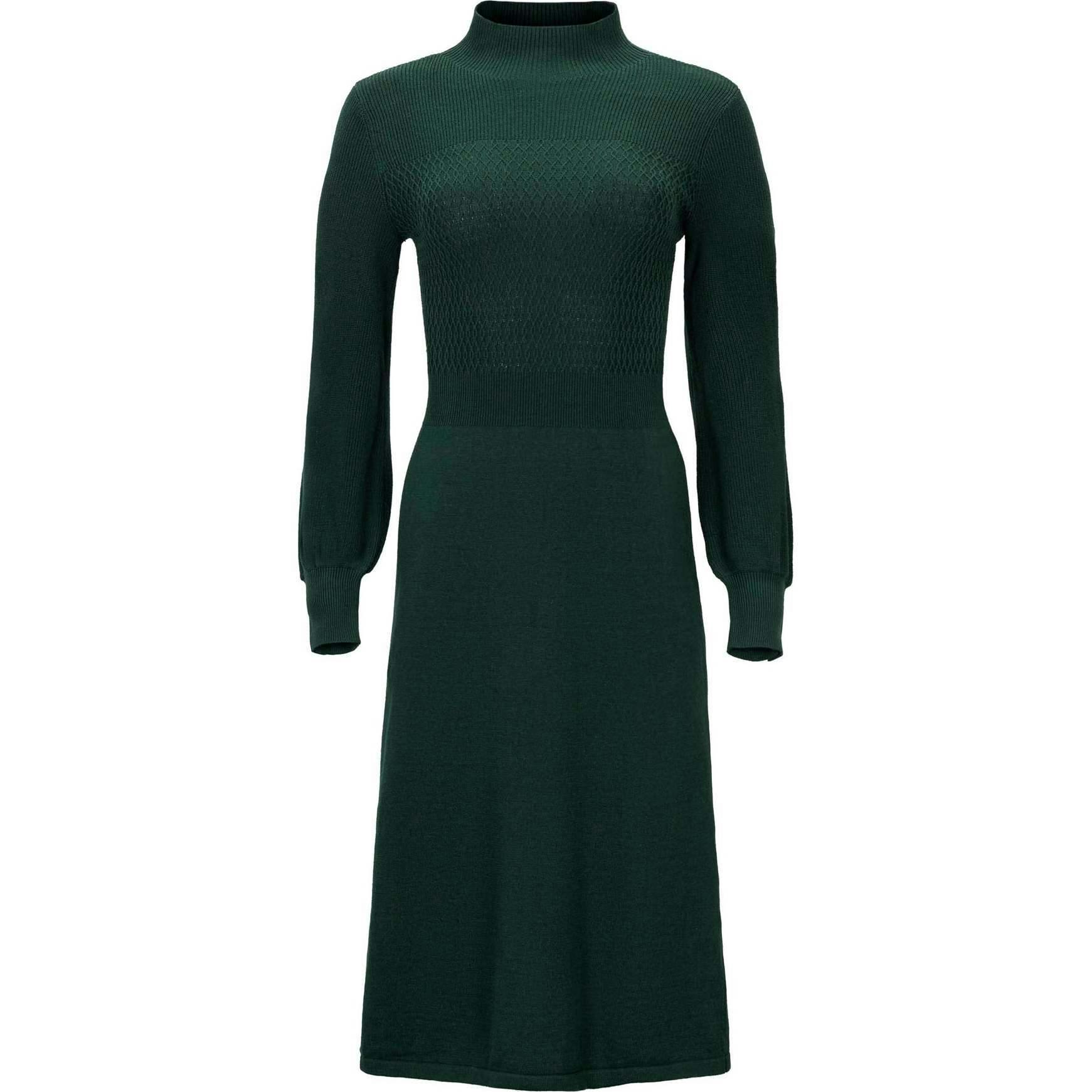 Organic Mock Neck Bodice Stitch Sweater Dress, Green