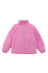 Blake Hooded Reversible Lightweight Down Puffer Jacket, Candy Pink Bow
