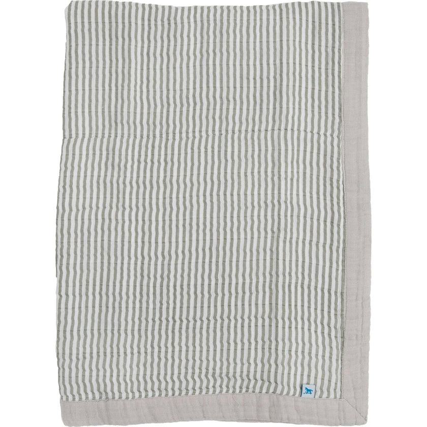 Cotton Muslin Baby Quilt - Grey Stripe