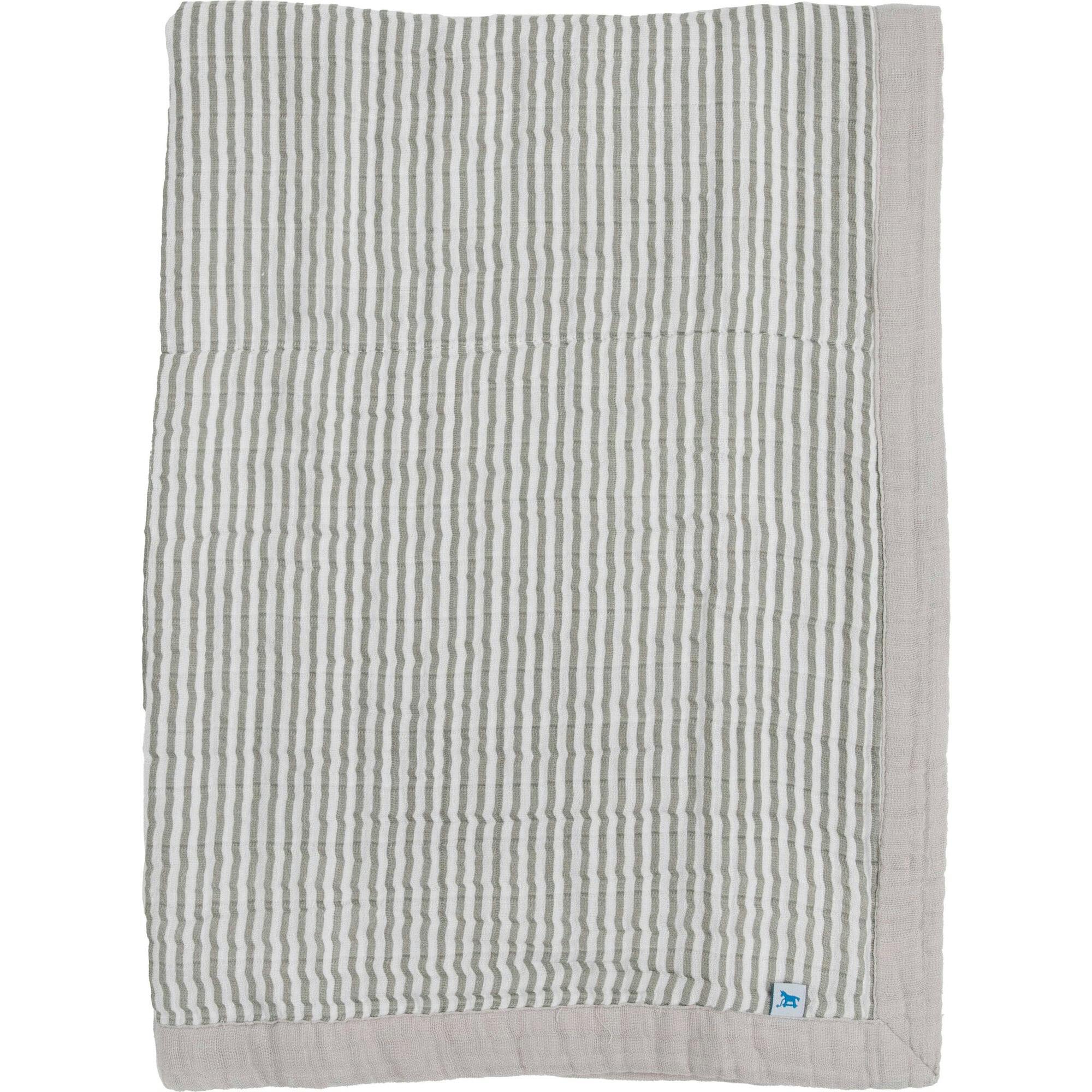 Cotton Muslin Baby Quilt - Grey Stripe