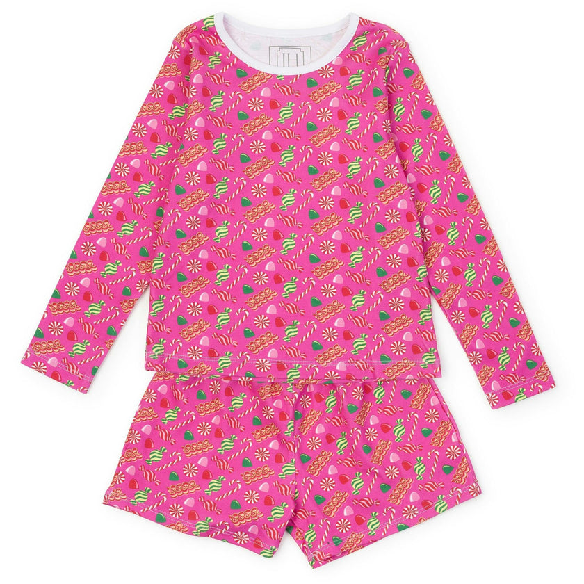 Sophie Girls' Short Set - Christmas Candy Pink