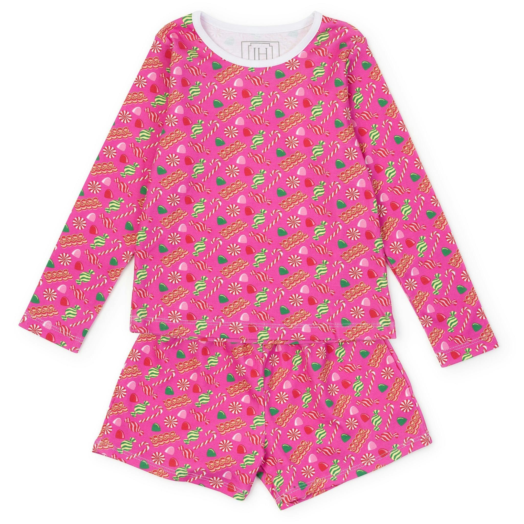 Sophie Girls' Short Set - Christmas Candy Pink