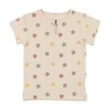 Floral Ribbed Girls Short Sleeve Top