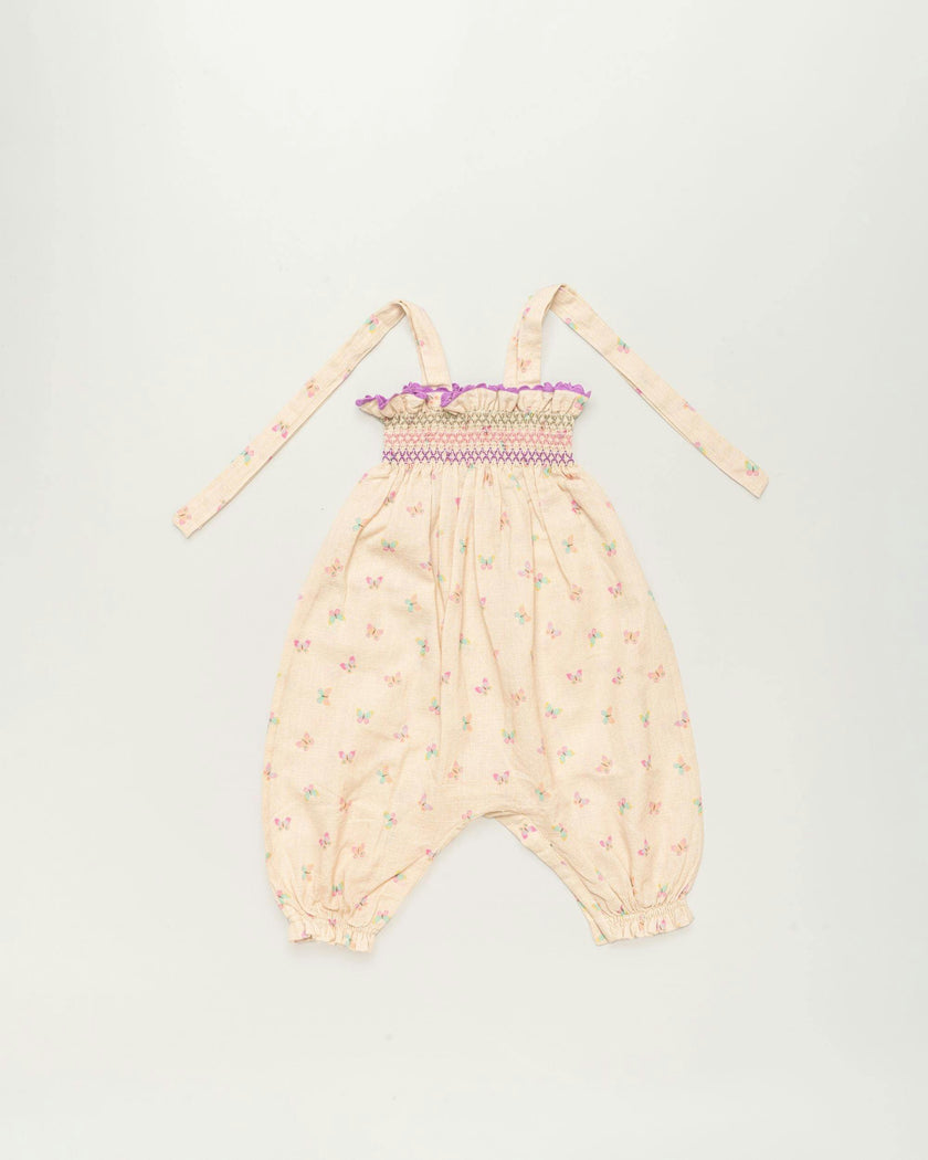 Audrey Overall Baby Romper - Butterfly print